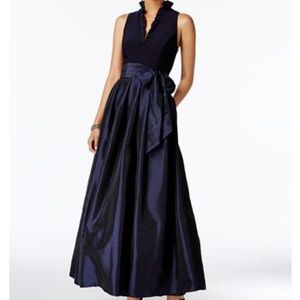 Jessica Howard Navy Ruffled A-Line Gown